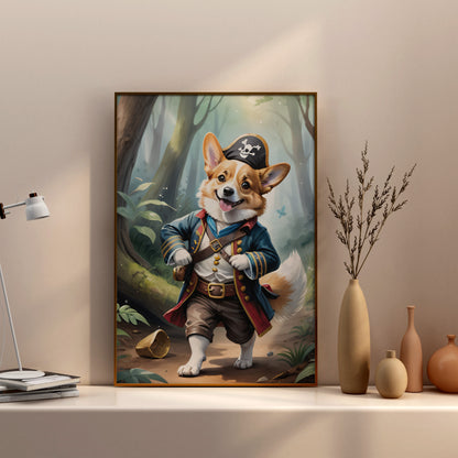 Corgi Buccaneer Adventure - Fantasy Dog Watercolor Print