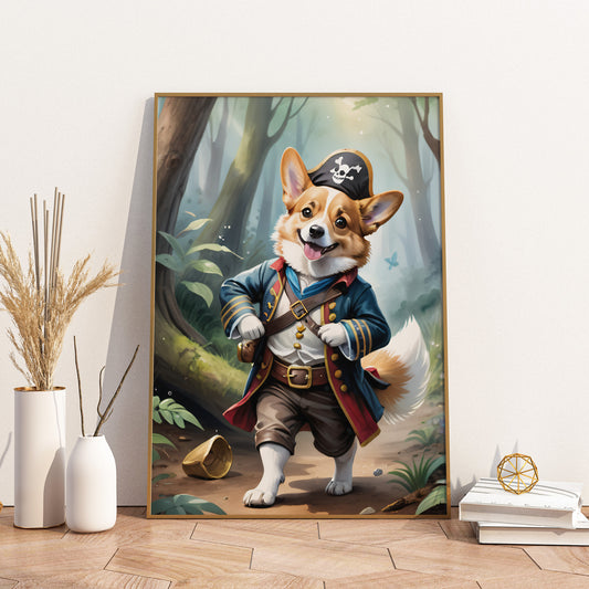 Corgi Buccaneer Adventure - Fantasy Dog Watercolor Print