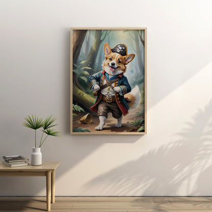 Corgi Buccaneer Adventure - Fantasy Dog Watercolor Print