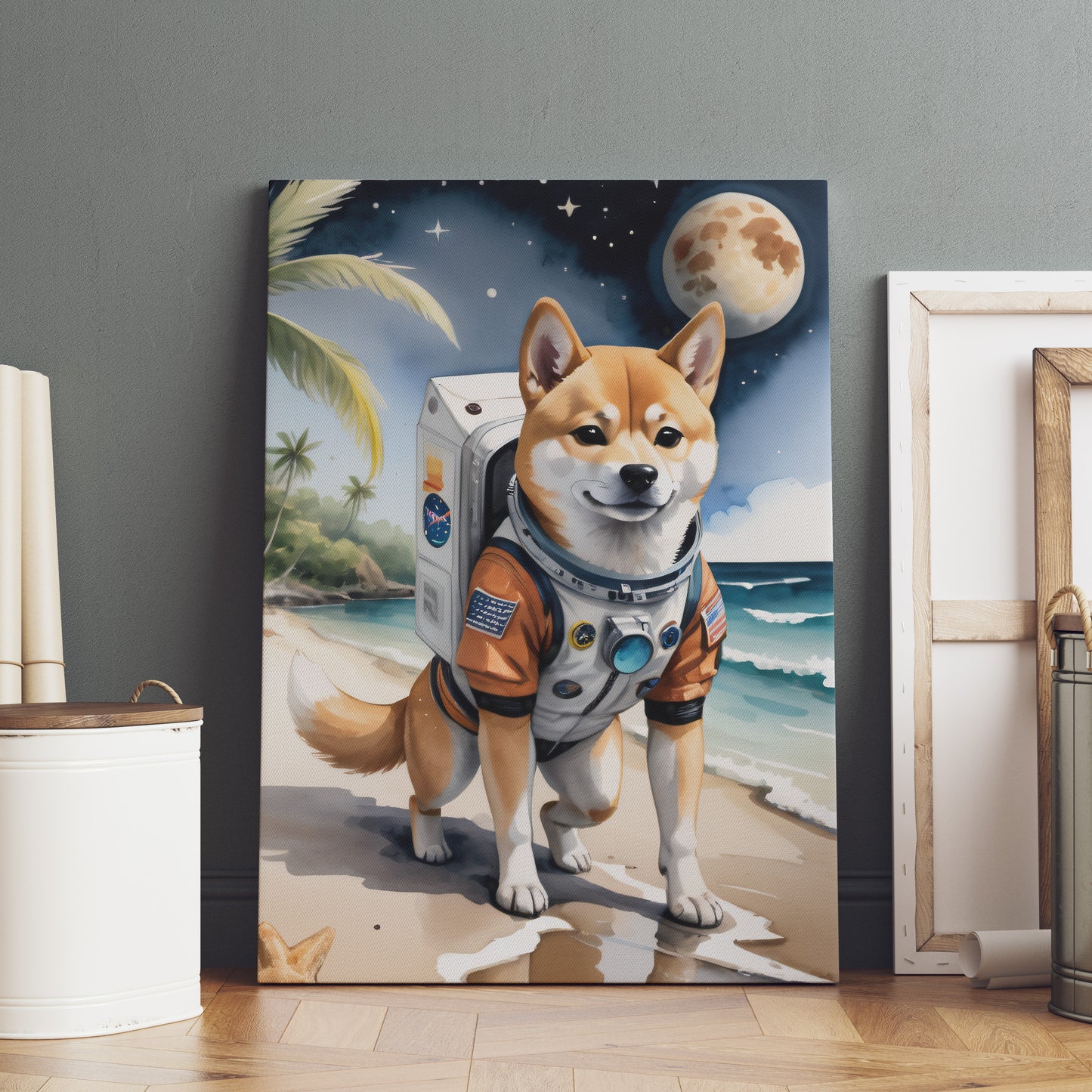 Interstellar Canine Adventure - Fantasy Dog Watercolor Print