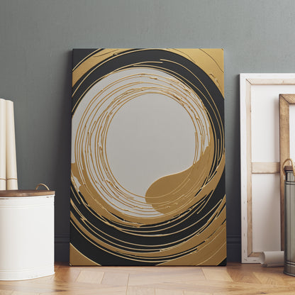 Golden Eclipse Whirl - Abstract Swirl Print