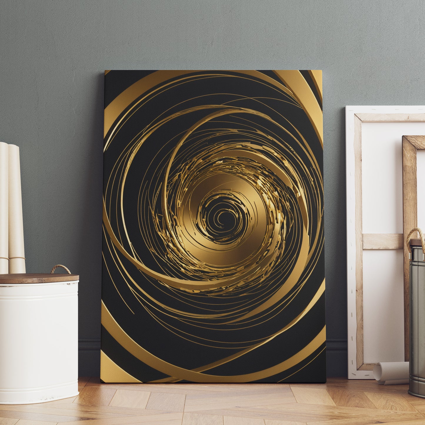 Gilded Vortex - Abstract Swirl Print