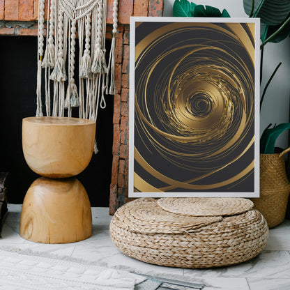 Gilded Vortex - Abstract Swirl Print