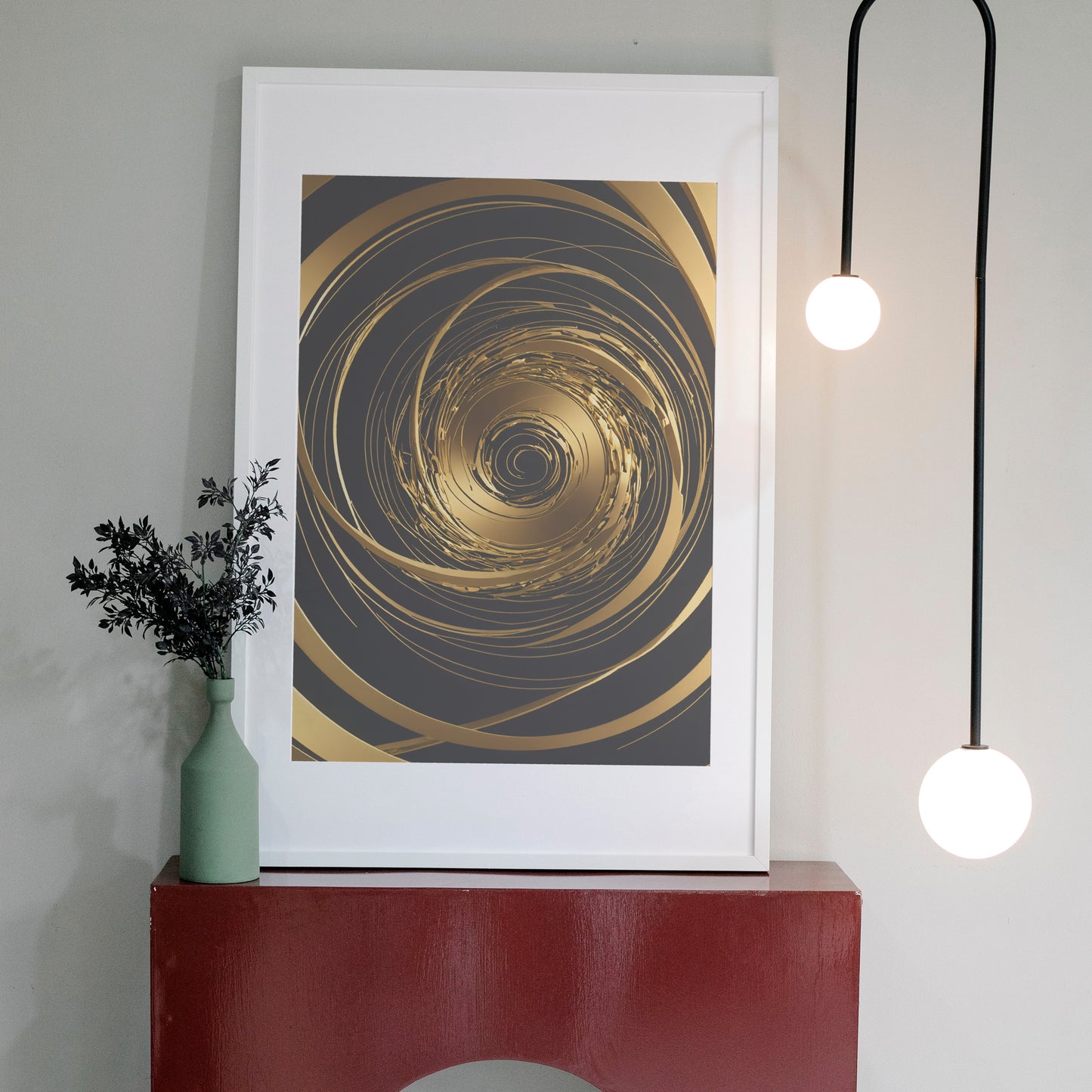 Gilded Vortex - Abstract Swirl Print