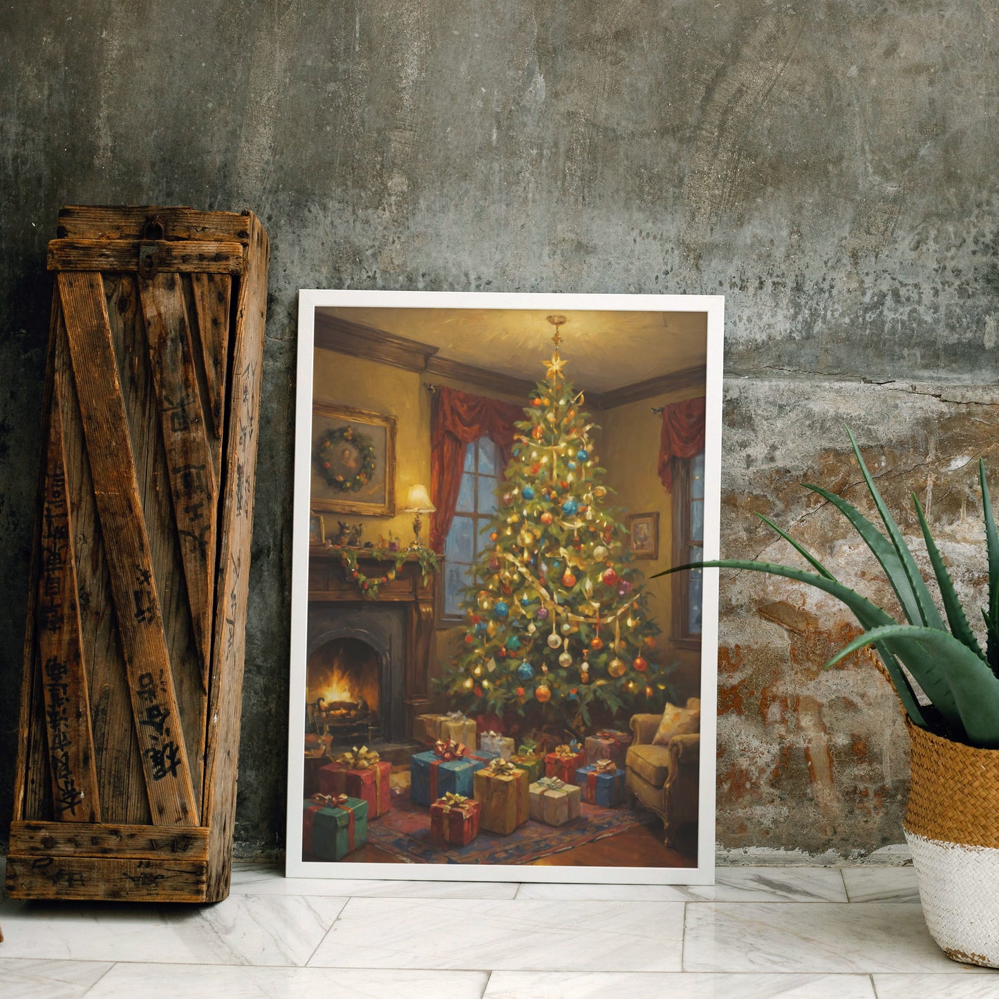 Festive Hearth Glow - Christmas Themed Art Print