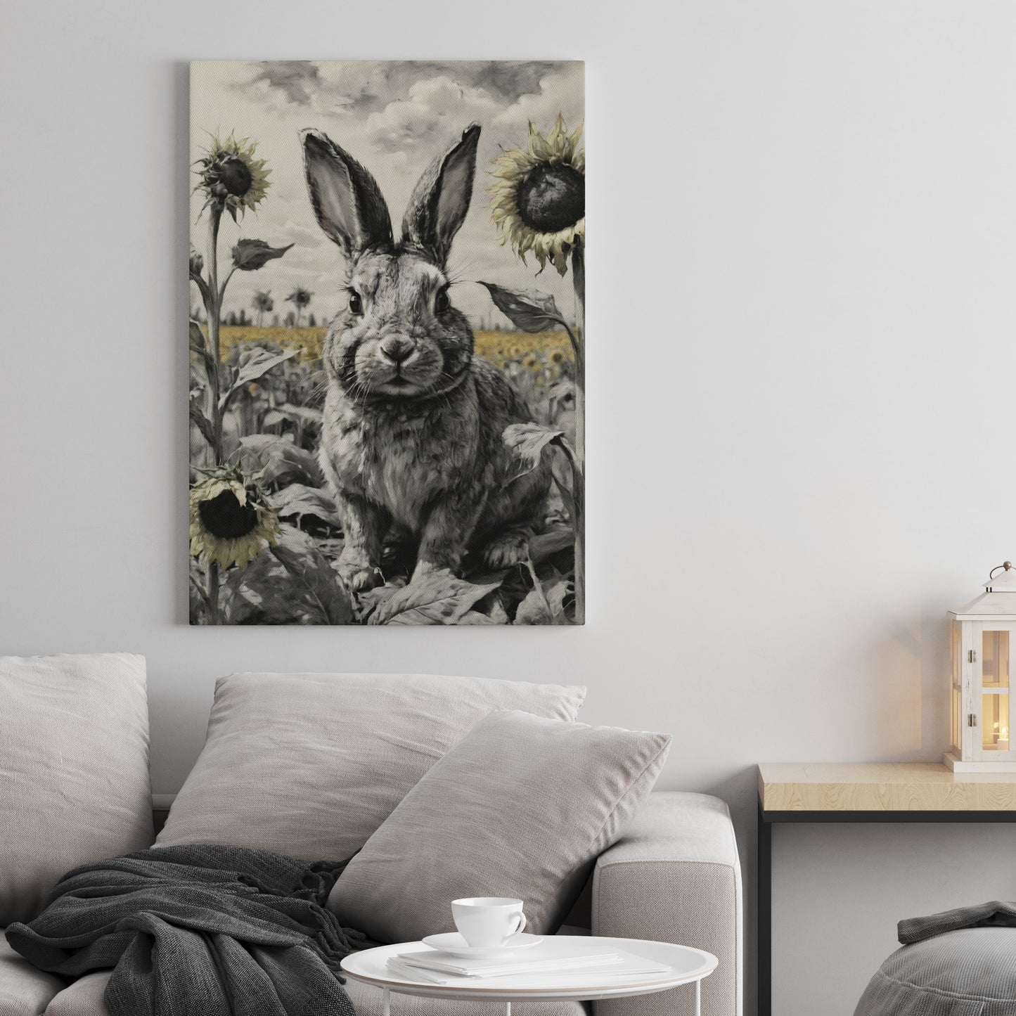 Sunlit Hare Serenity - Charcoal Art Print