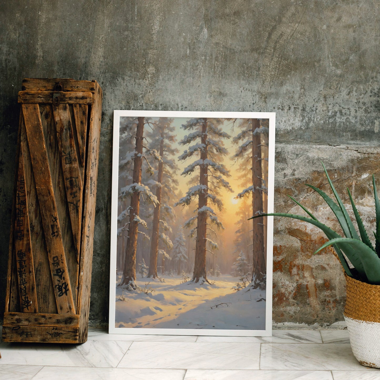 Luminous Winter Forest - Christmas Themed Art Print