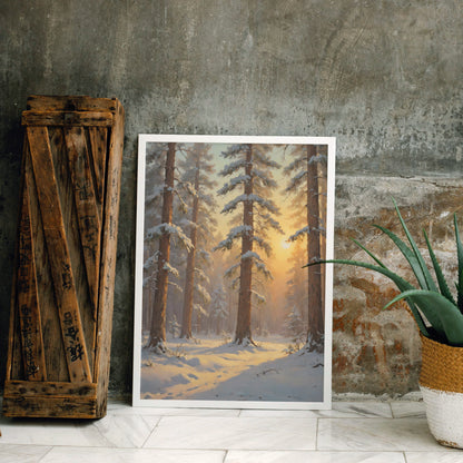 Luminous Winter Forest - Christmas Themed Art Print