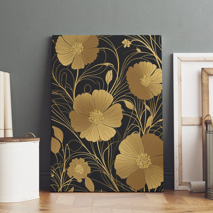 Golden Blossom Elegance - Abstrakt Swirl Print