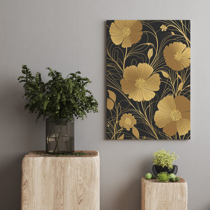 Golden Blossom Elegance - Abstrakt Swirl Print