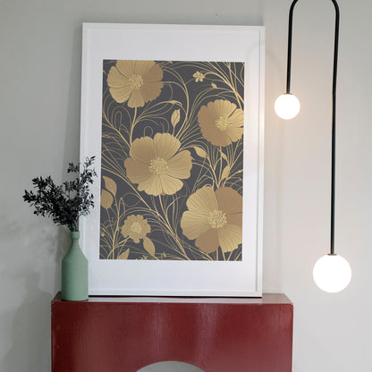 Golden Blossom Elegance - Abstrakt Swirl Print