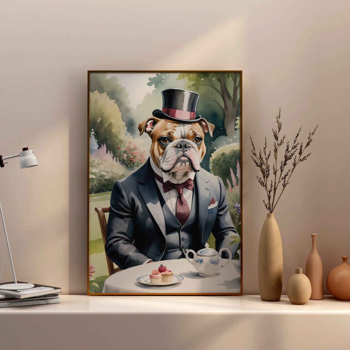 Distinguished Canine Elegance - Fantasy Dog Watercolor Print