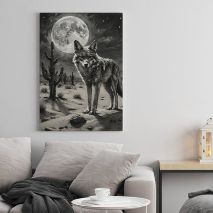 "Lunar Desert Sentinel" - Charcoal Art Print