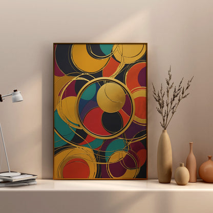 Golden Eclipse Dynamics - Abstract Swirl Print