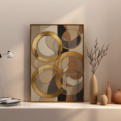 Golden Harmony - Abstract Swirl Print