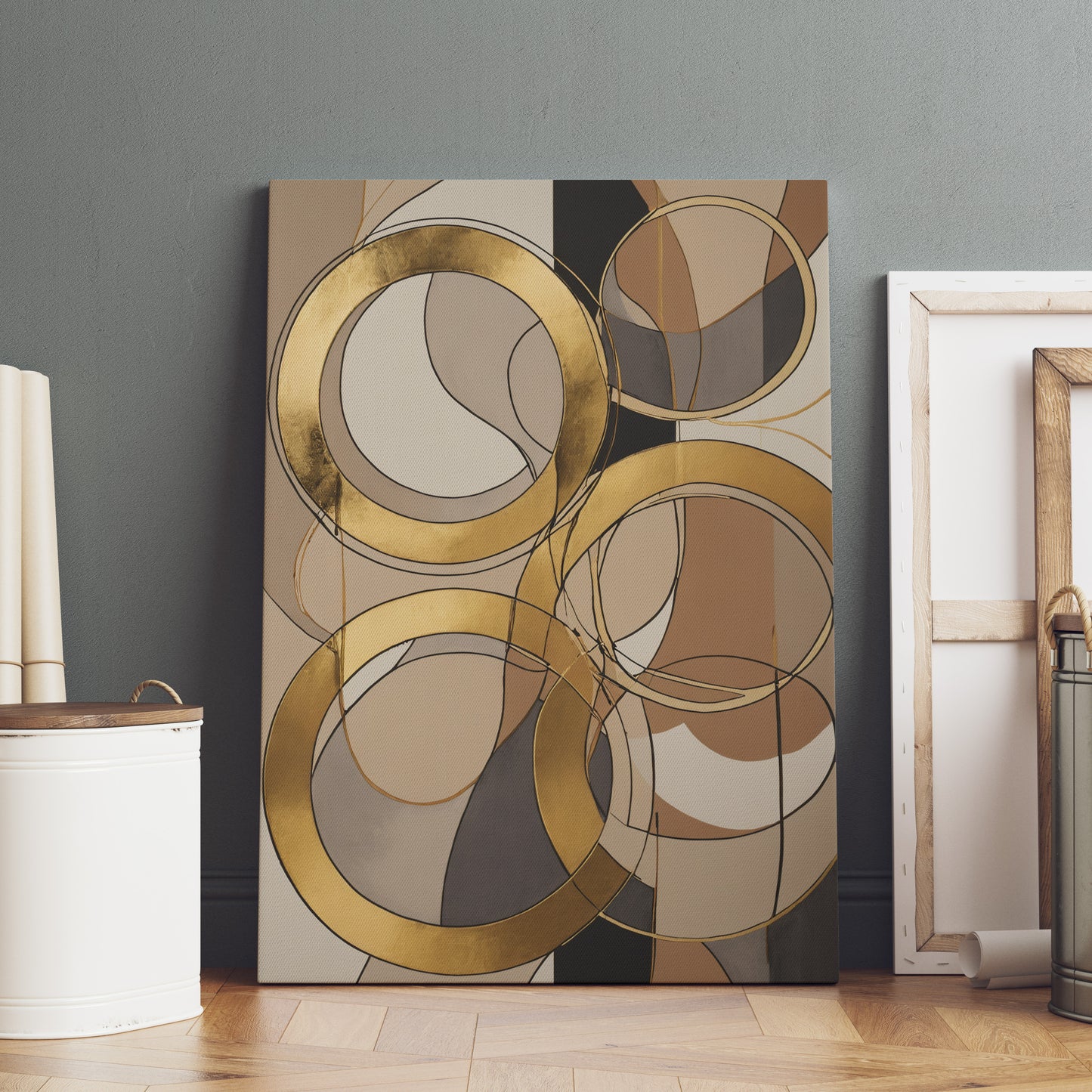 Golden Harmony - Abstract Swirl Print