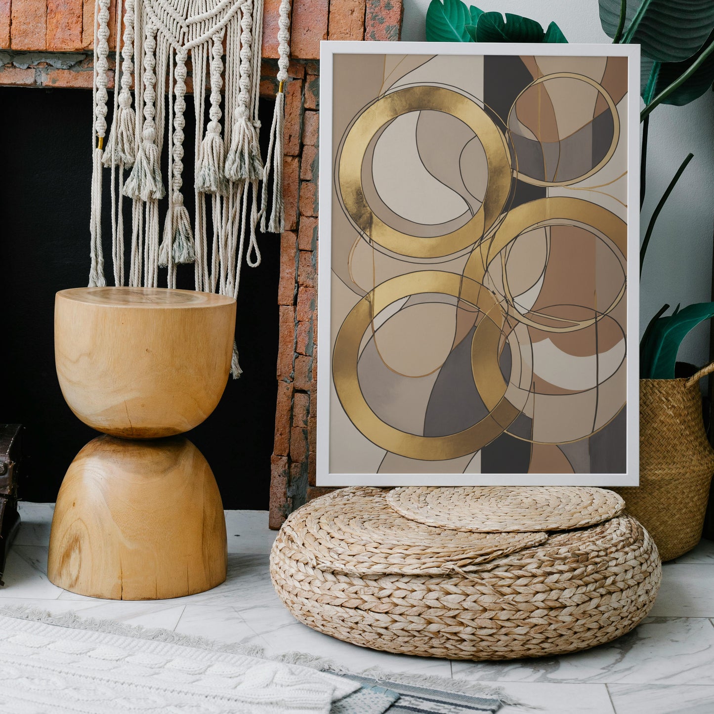 Golden Harmony - Abstract Swirl Print