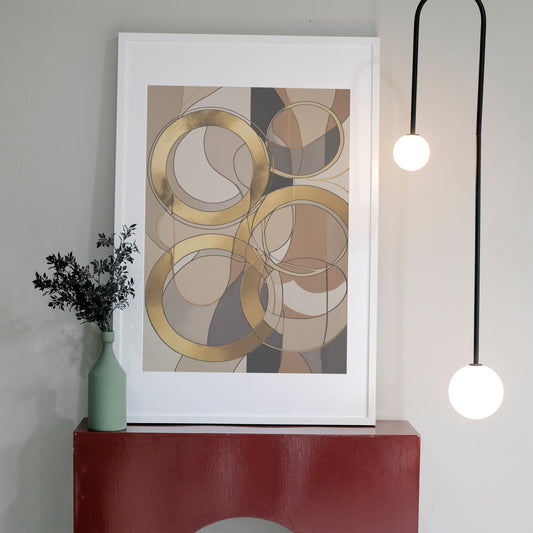 Golden Harmony - Abstract Swirl Print