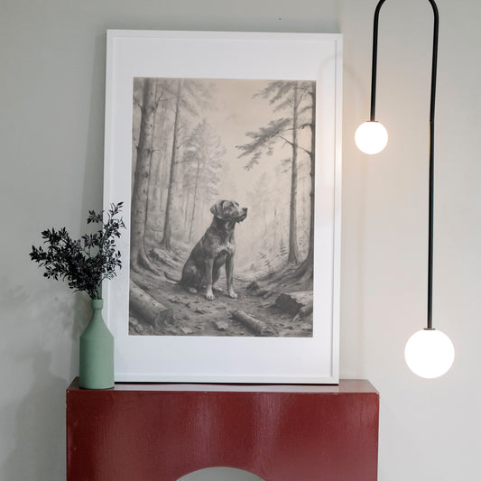 Silent Forest Sentinel - Charcoal Art Print