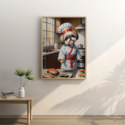 Sushi Chef Pup - Fantasy Dog Watercolor Print