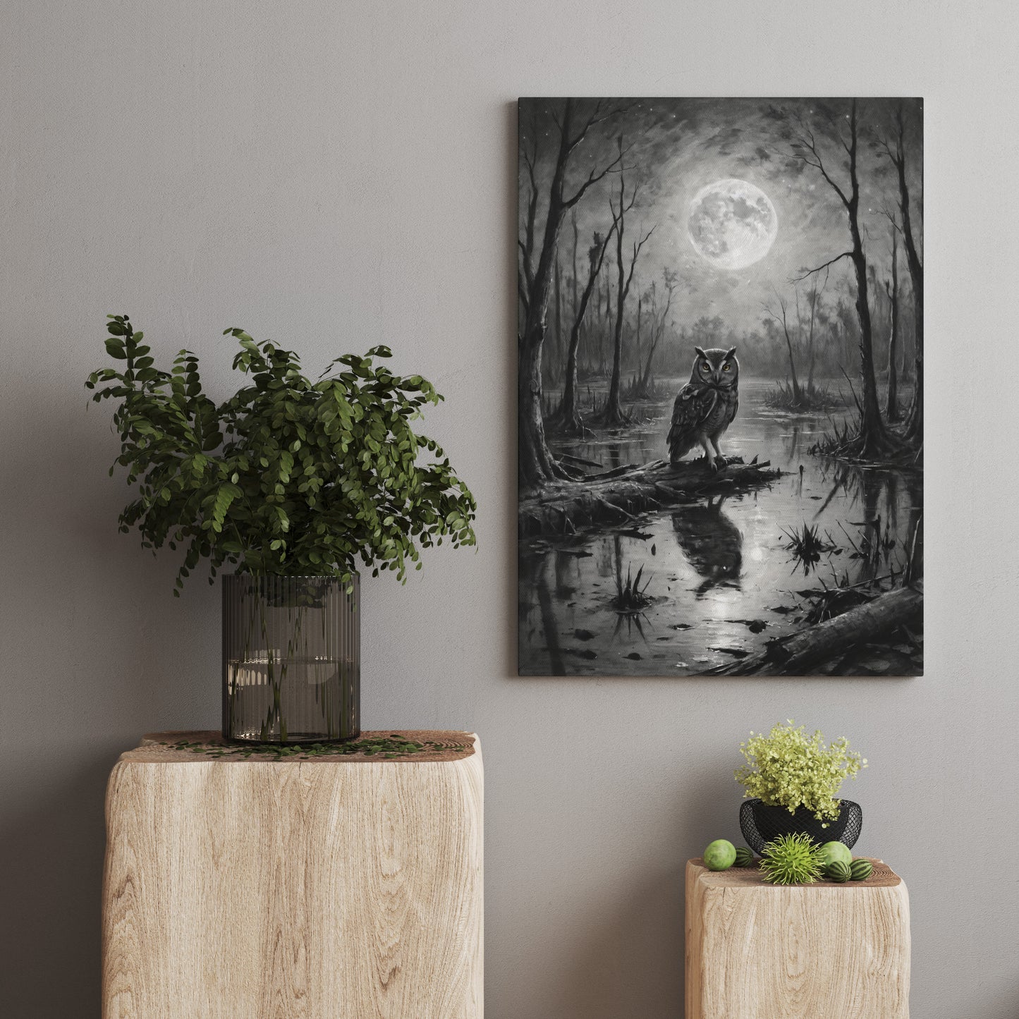 Nocturnal Reflection - Charcoal Art Print