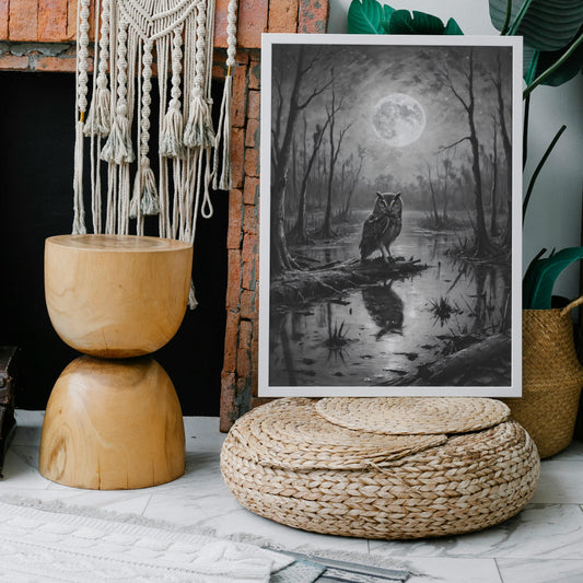 Nocturnal Reflection - Charcoal Art Print