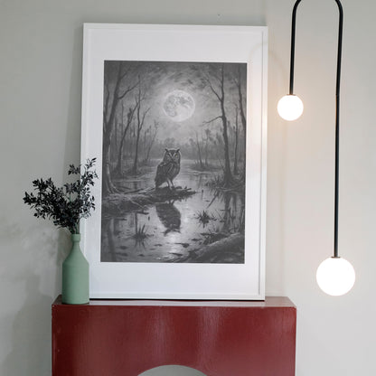 Nocturnal Reflection - Charcoal Art Print