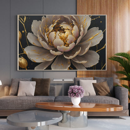 Golden Bloom Symphony - Abstract Floral Art