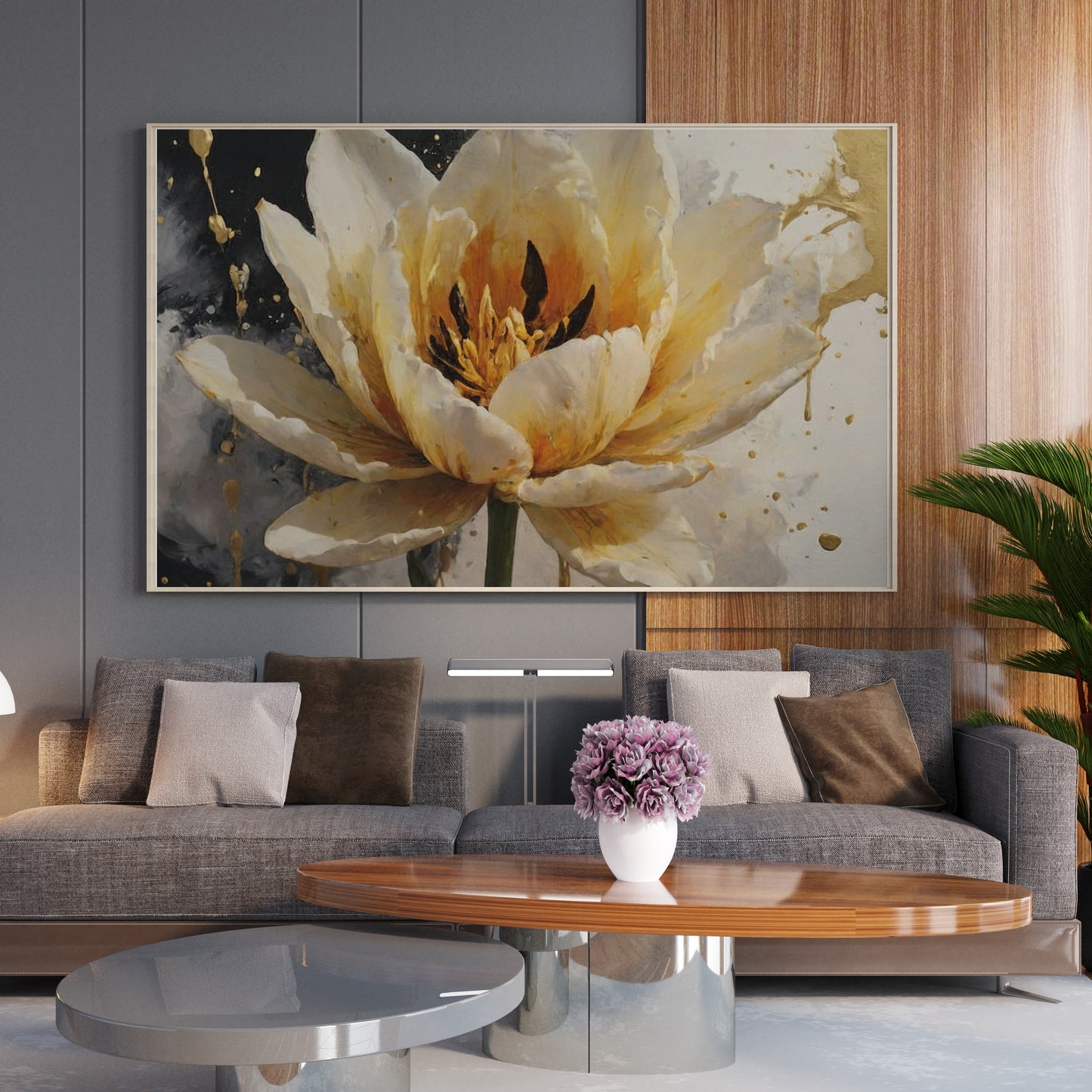 Golden Bloom Symphony - Abstract Floral Art