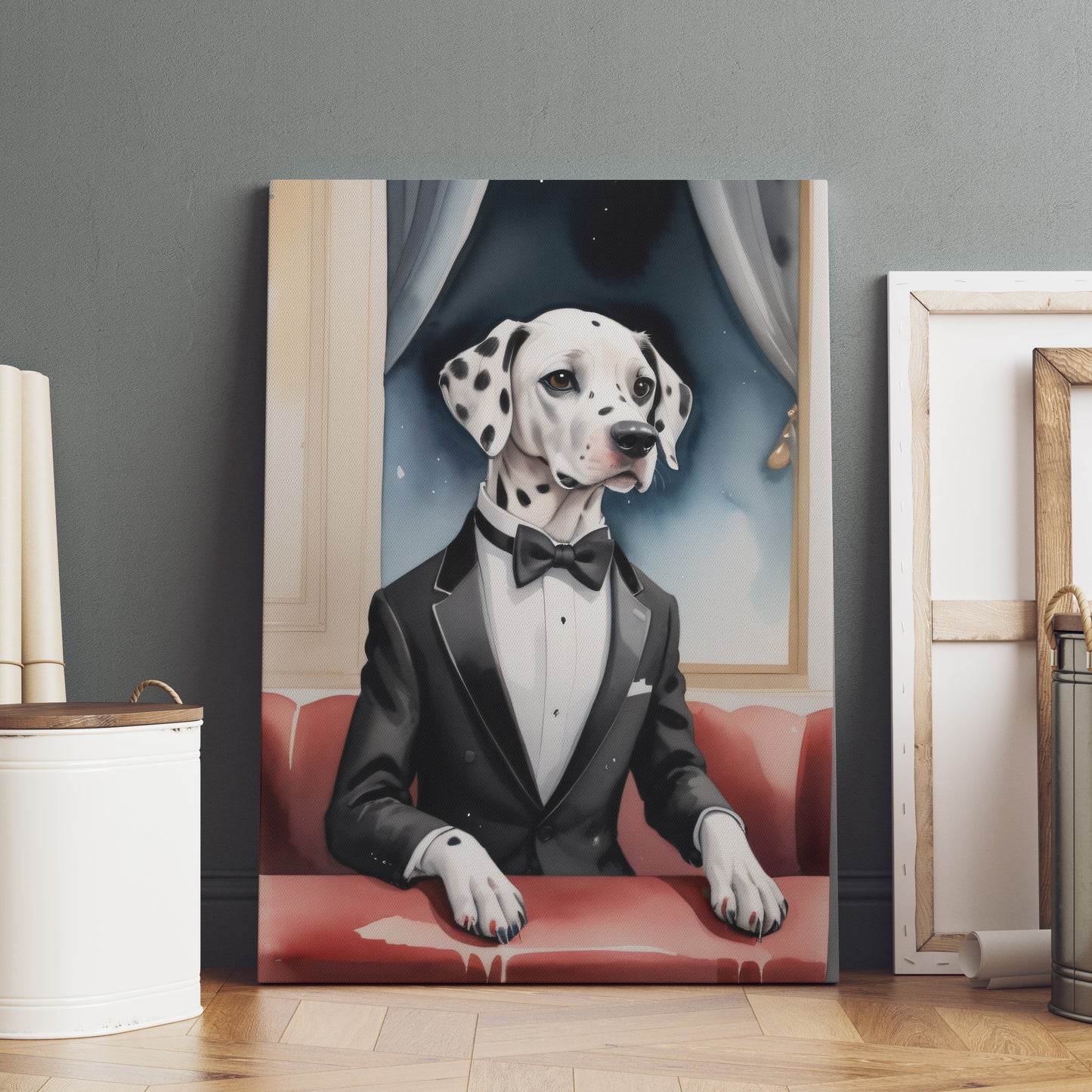 Dapper Dalmatian Delights - Fantasy Dog Watercolor Print