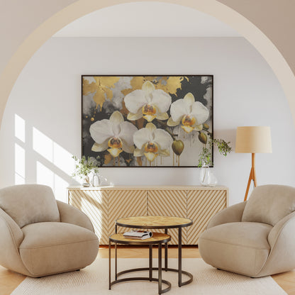 Orchids in Gold - Abstract Floral Art