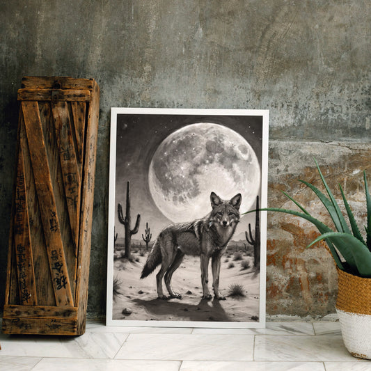 Lunar Desert Sentinel - Charcoal Art Print