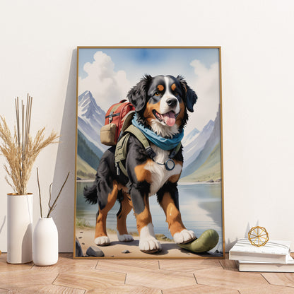 Alpine Canine Trekker - Fantasy Dog Watercolor Print