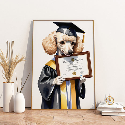 Poodle's Proud Achievement - Fantasy Dog Watercolor Print