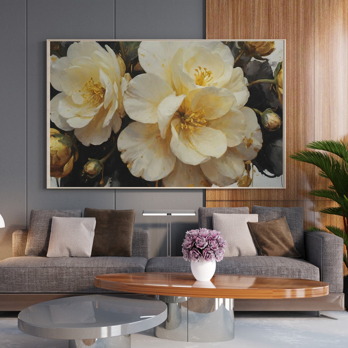 Gilded Serenity - Abstract Floral Art