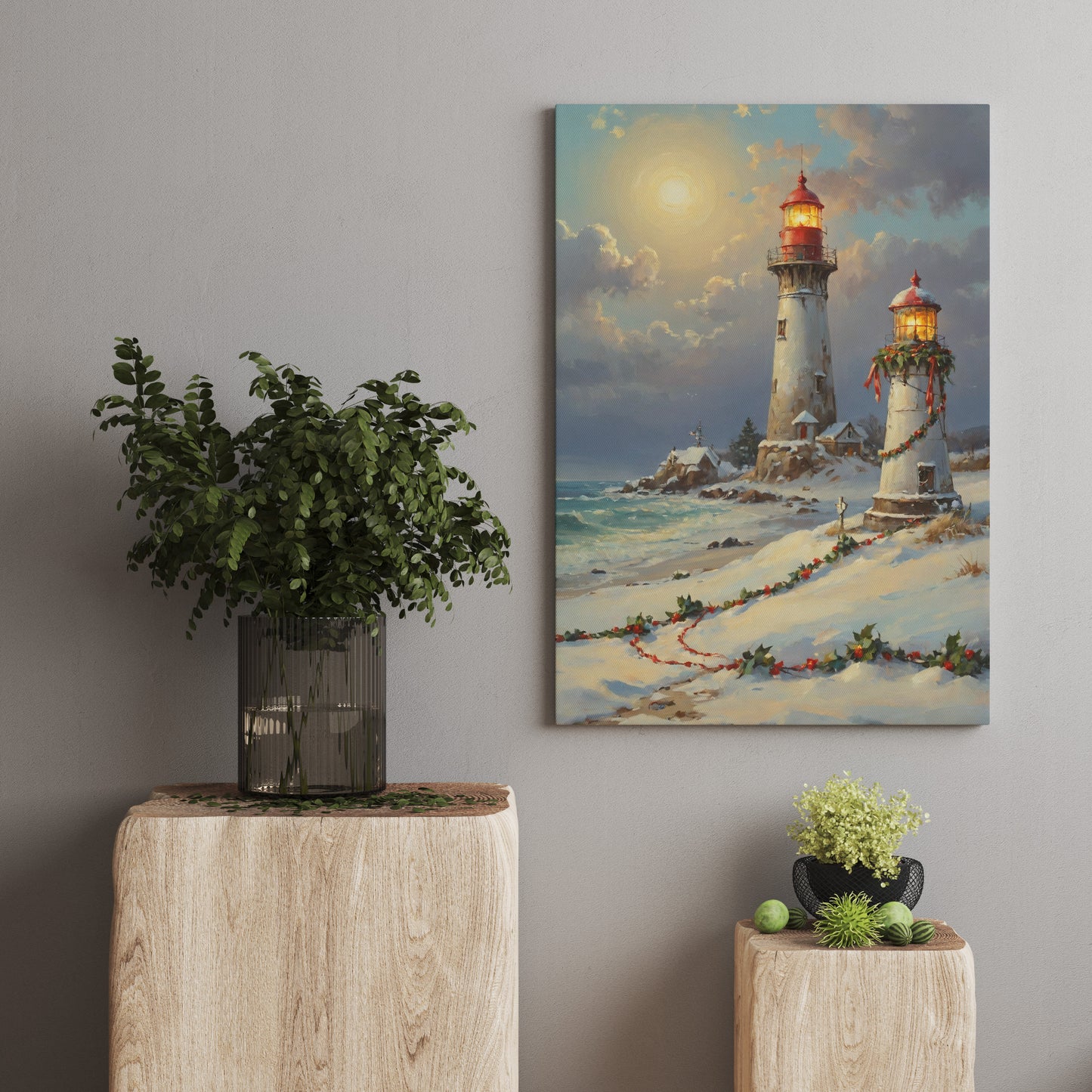 Luminous Winter Beacons - Christmas Themed Art Print