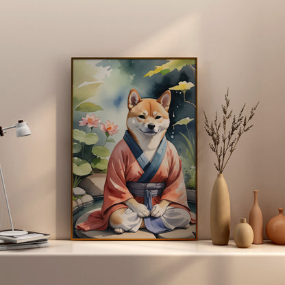 Zen Dog Serenity - Fantasy Dog Watercolor Print