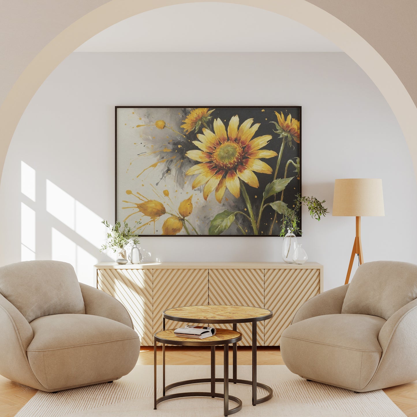 Vibrant Sunburst Symphony - Abstract Floral Art