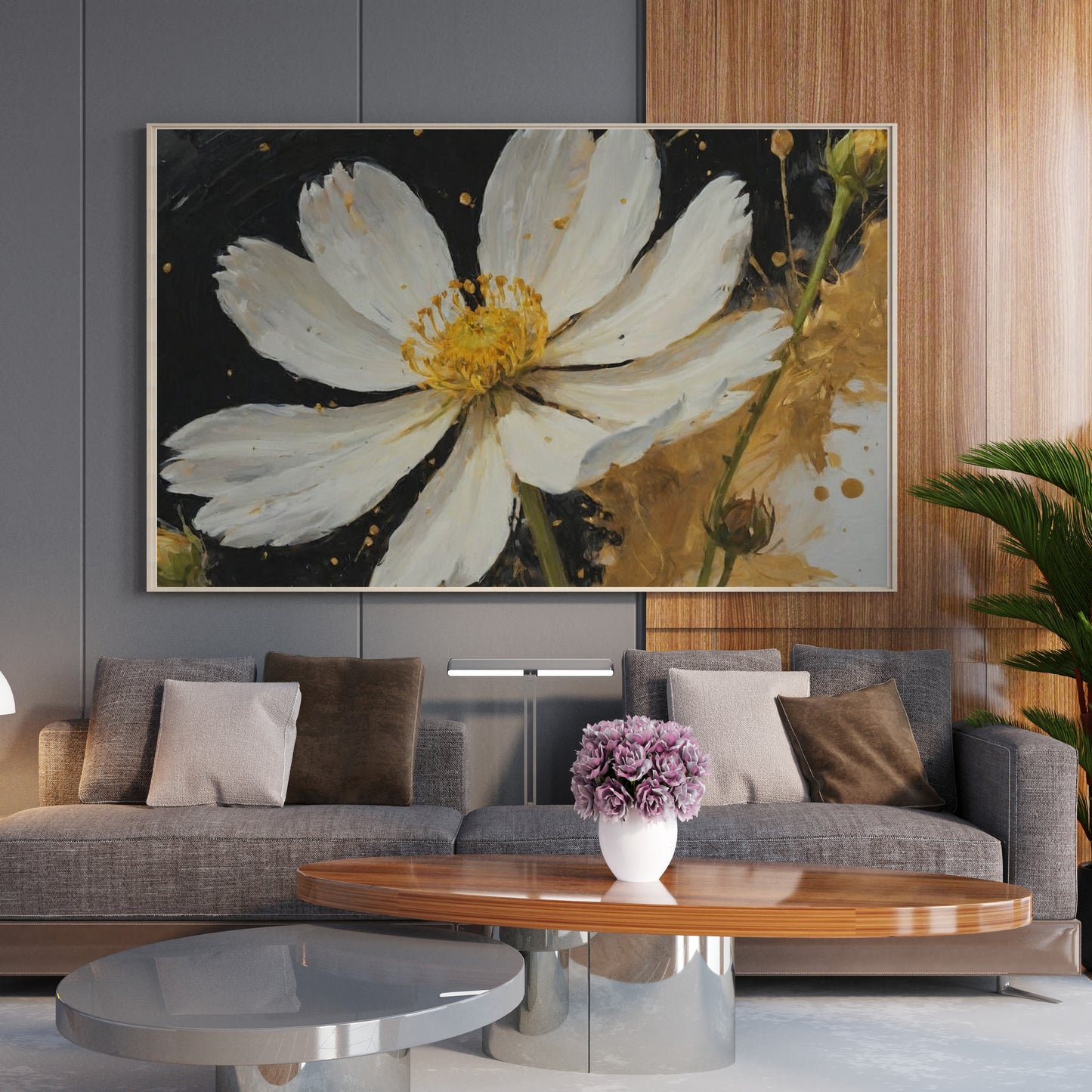 Golden Blossom Burst - Abstract Floral Art