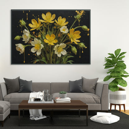 Golden Flower Symphony - Abstract Floral Art