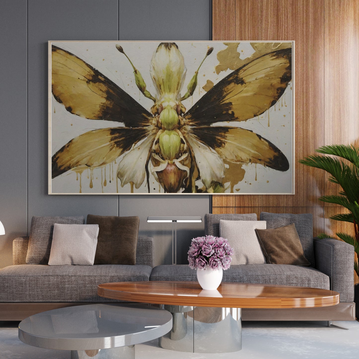 Golden Metamorphosis - Abstract Floral Art