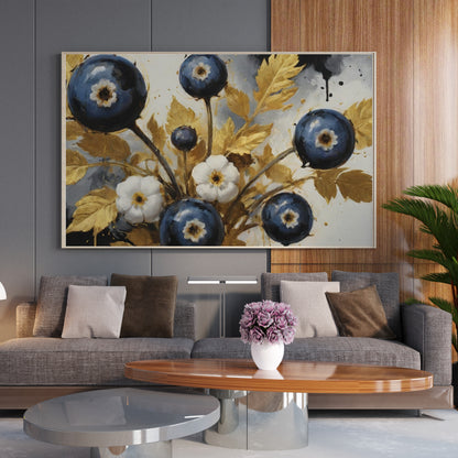 Golden Harmony Blooms - Abstract Floral Art