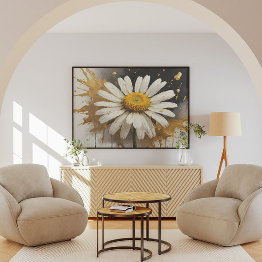 Gilded Bloom Explosion - Abstract Floral Art