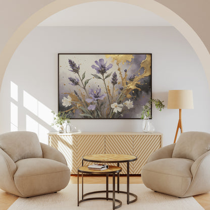 Golden Lavender Symphony - Abstract Floral Art