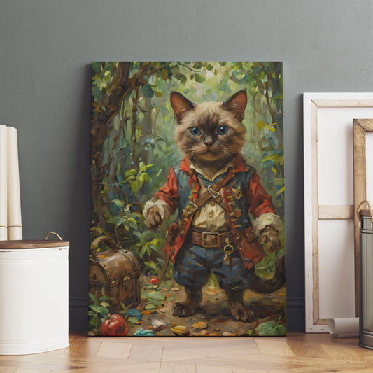 Feline Explorer's Quest - Oil Painting Print