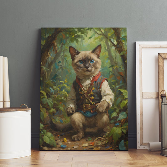 Feline Forest Quest - Oil Painting Print