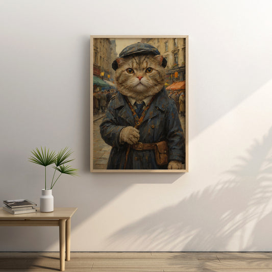 Feline Dapper Stroll - Oil Painting Print