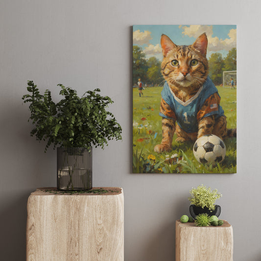 Soccer Star Kitty - Oil Painting Print