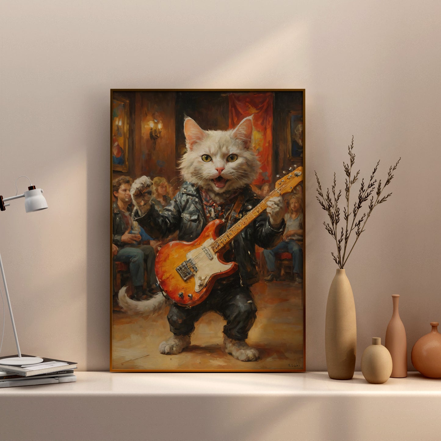 Whiskered Rock Star - Oil Painting Print