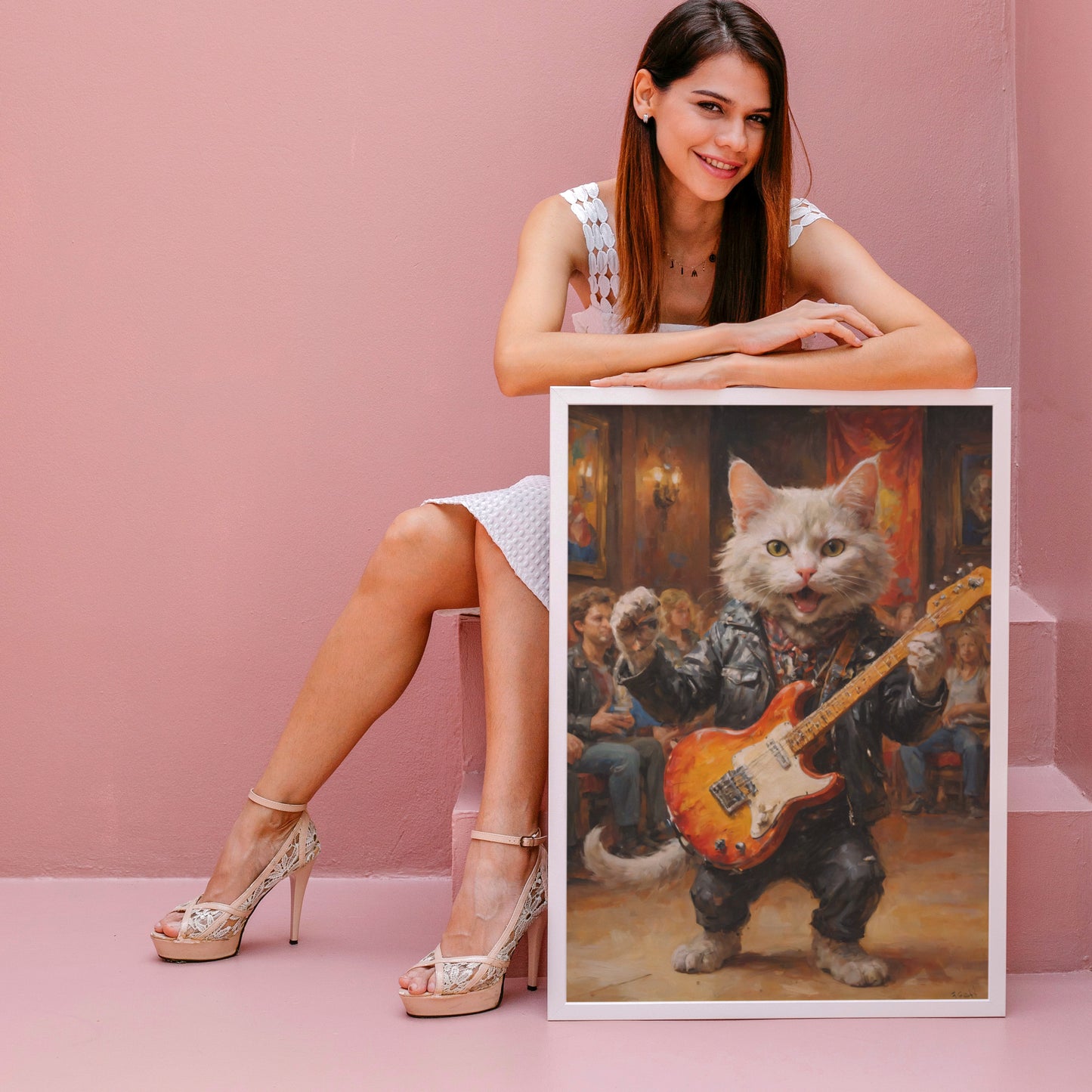 Whiskered Rock Star - Oil Painting Print